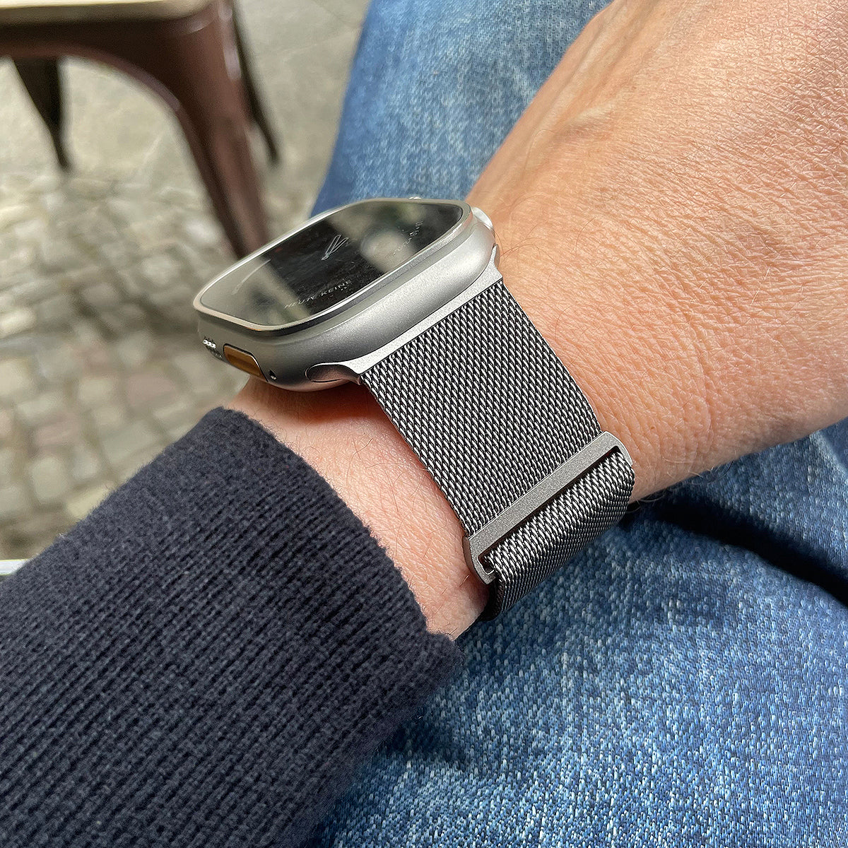 Apple Watch Milanaise Armband für Ultra 49 mm titanfaben