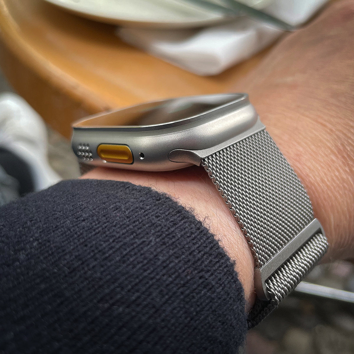 Apple Watch Milanaise Armband für Ultra 49 mm titanfaben