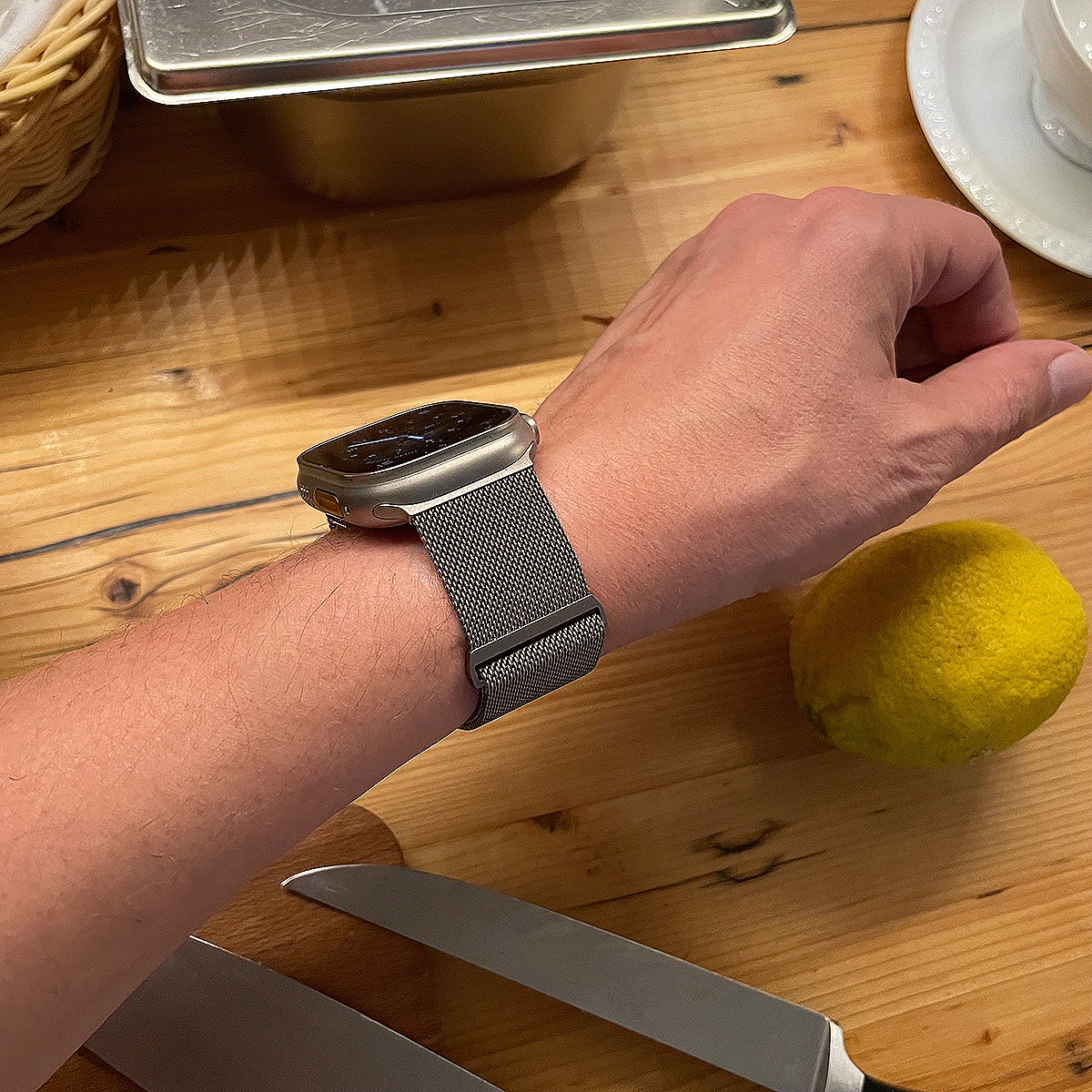 Apple Watch Milanaise Armband für Ultra 49 mm titanfaben