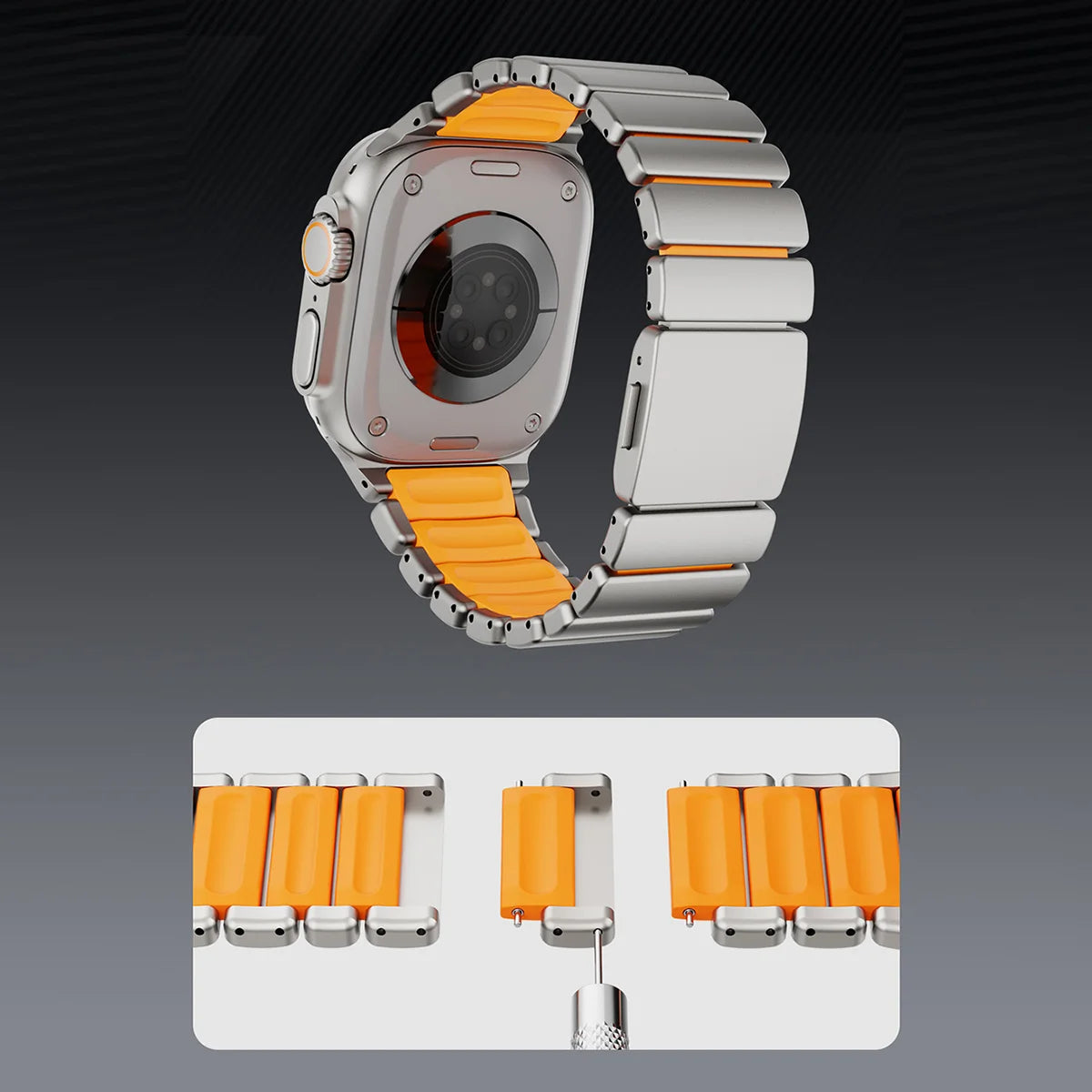 stratos titan silikon armband fur apple watch ultra 1, 2 und 3 von monteny