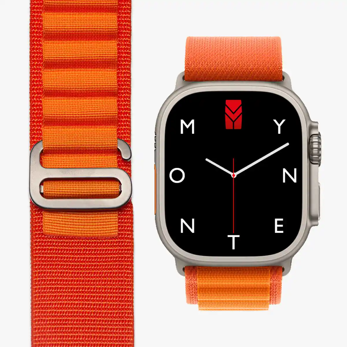 apple watch alpine nylon armband orange hero draufsicht monteny