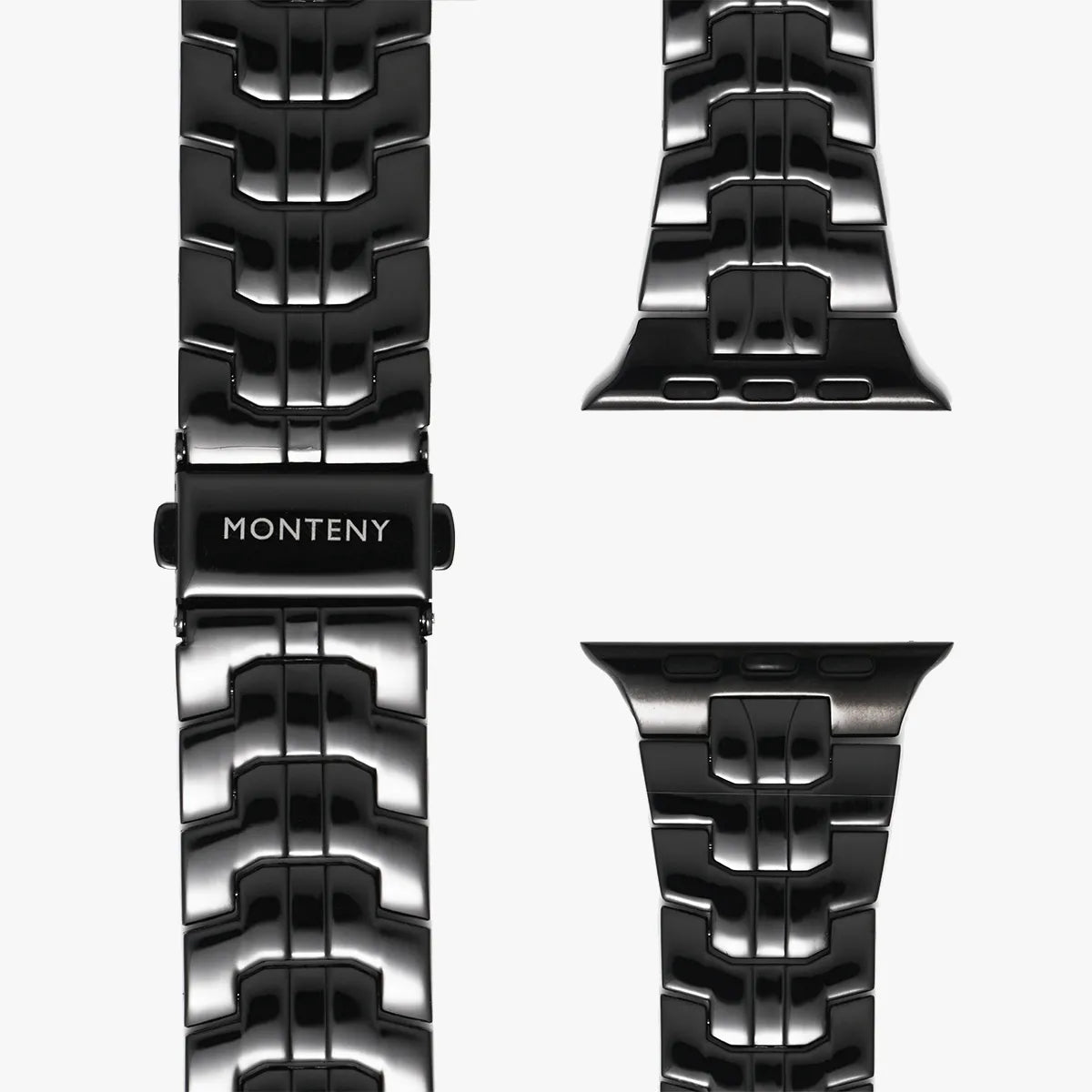 apple watch oslo metal gliederarmband schwarz flat lay monteny #farbe_schwarz