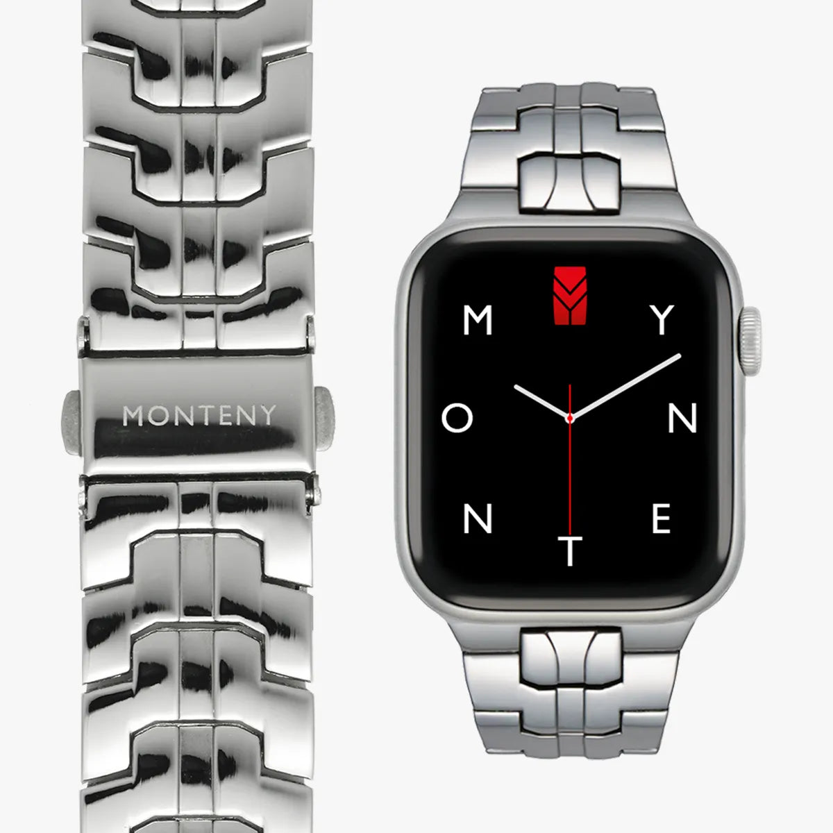 apple watch oslo metal gliederarmband silber zwei ansichten monteny
