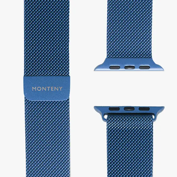 apple watch milanaise armband loop blau draufsicht monteny