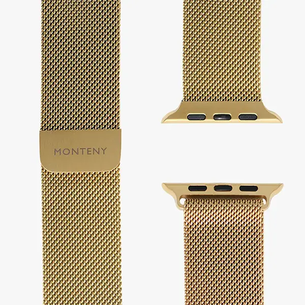 apple watch milanaise armband loop gold draufsicht monteny