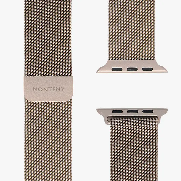 apple watch milanaise armband loop retro gold draufsicht monteny