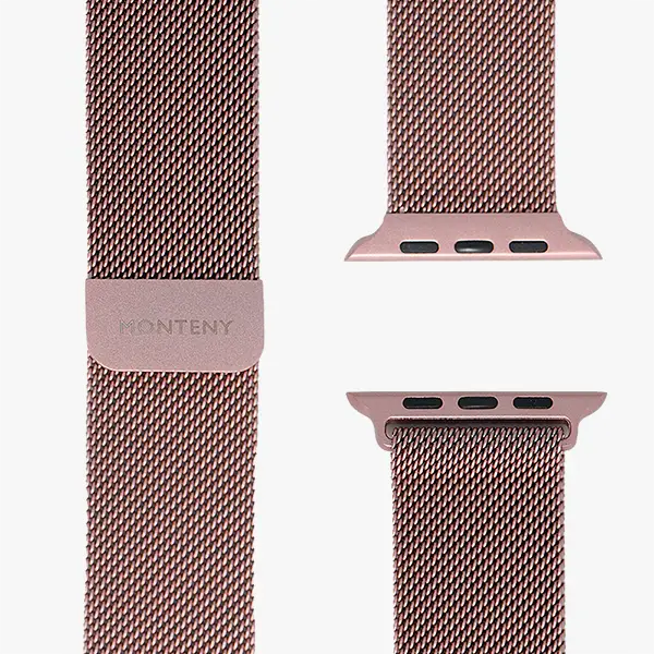 apple watch milanaise armband loop rosa draufsicht monteny