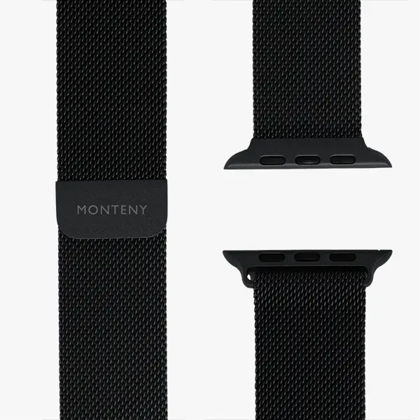 apple watch milanaise armband loop schwarz draufsicht monteny