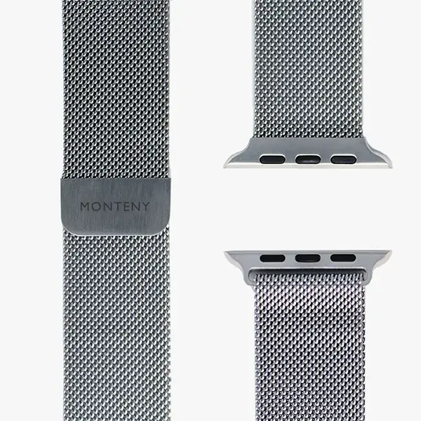 apple watch milanaise armband loop silber draufsicht monteny