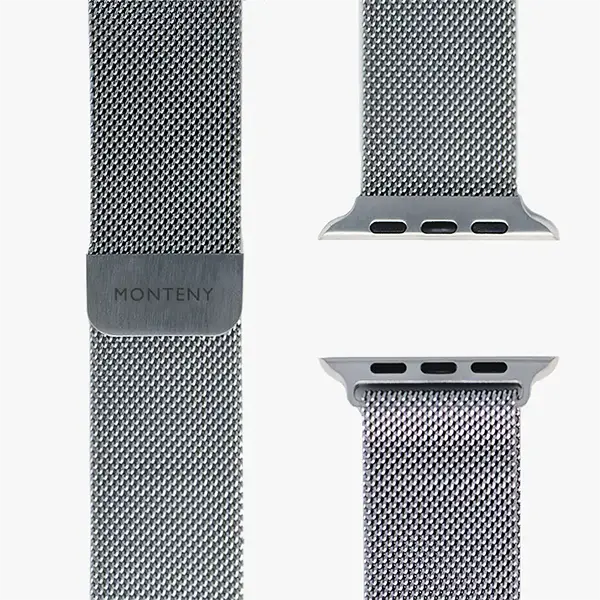 apple watch milanaise armband loop silber draufsicht monteny 