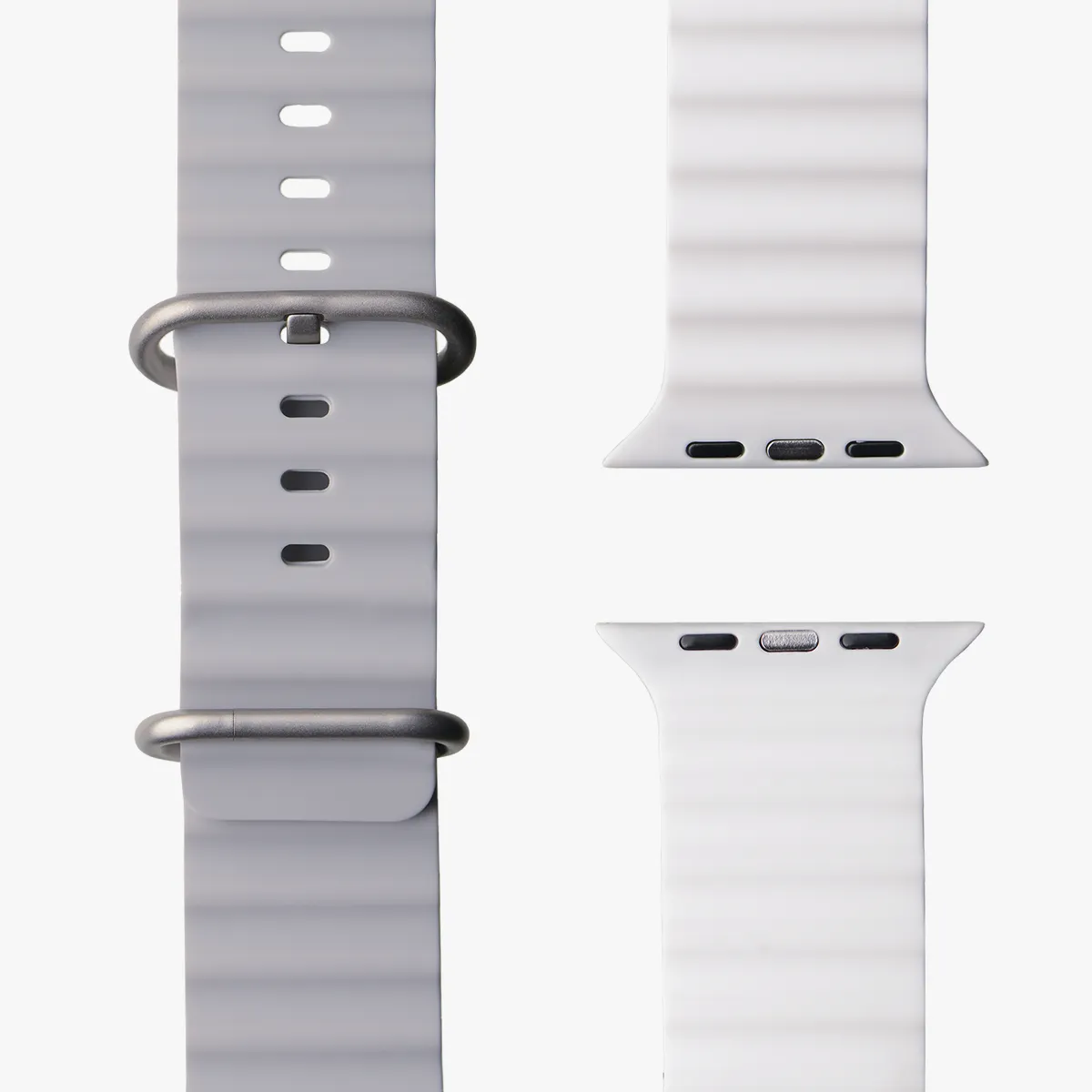 Apple Watch Silikon Armband Zweifarbig Grau Weiß Draufsicht Ocean Monteny #farbe_grau / weiß