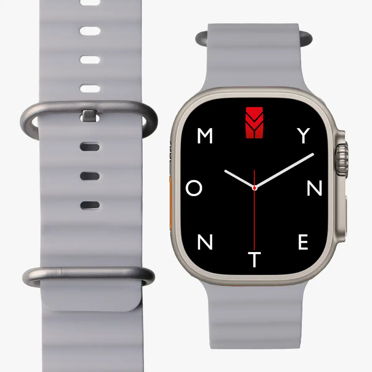 Apple Watch Silikon Armband Zweifarbig Grau Weiß heldenhaft in Draufsicht Ocean Monteny