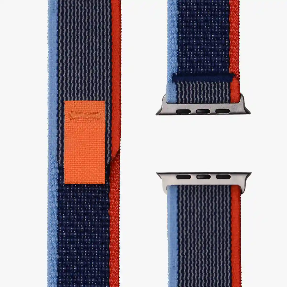 apple watch trail nylon armband draufsicht monteny hellblau grau rot